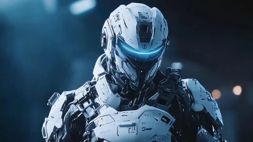 Advanced Cyborg with Futuristic Helmet