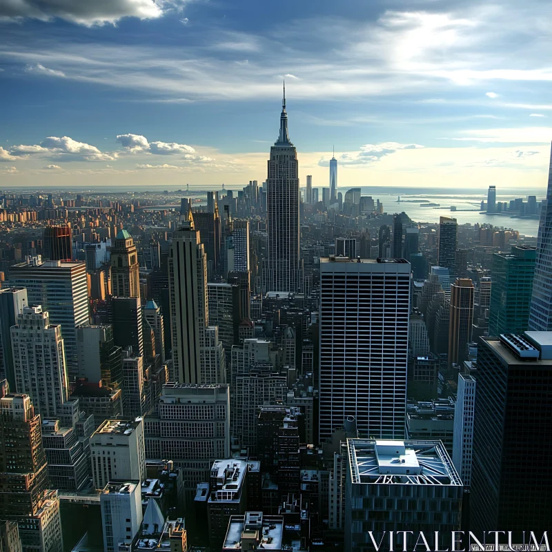 Urban Landscape at Evening with Skyscrapers