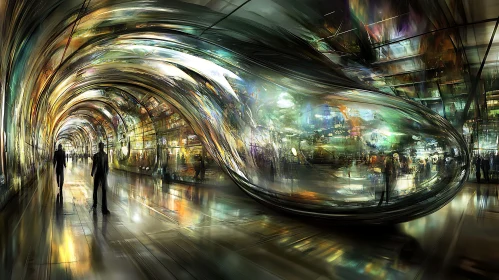 Ethereal Tunnel Scene with Modern Ambiance