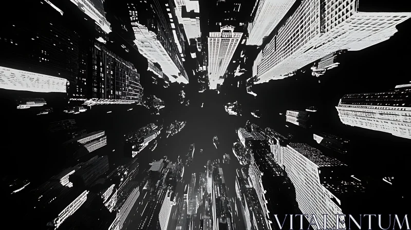 AI ART Monochromatic Urban Nightscape in Abstract Form