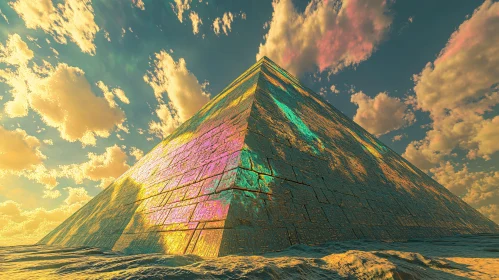 Mystical Ancient Pyramid at Sunset