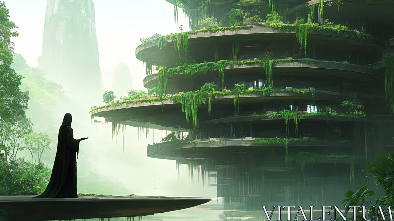 Mysterious Green Architecture AI Image