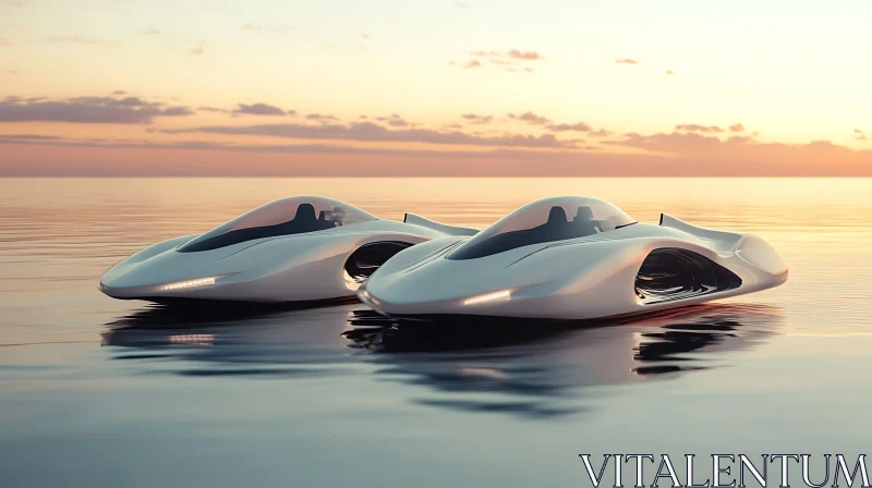 AI ART Innovative Floating Cars at Sunset