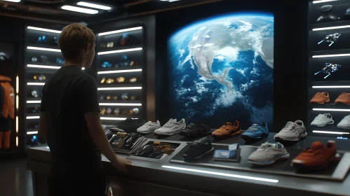 Advanced Footwear in a Futuristic Setting