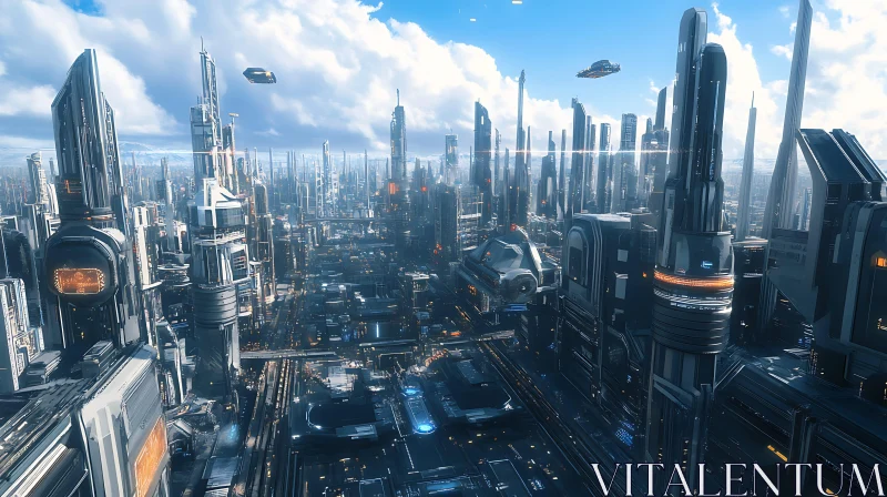 AI ART High-Tech Urban Skyline of the Future