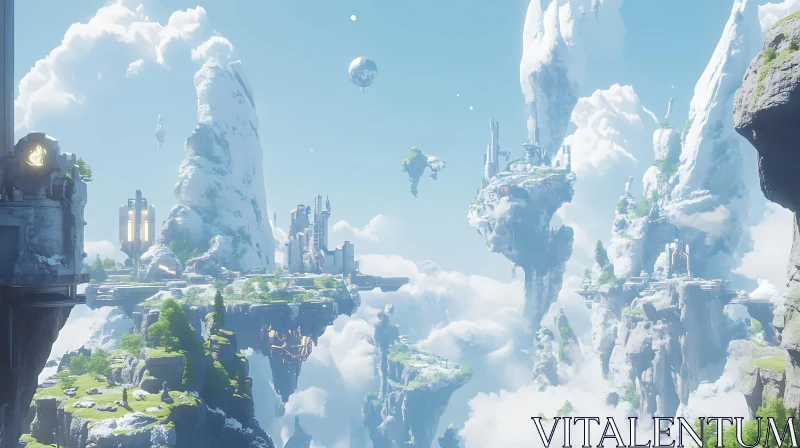 Fantasy Floating Island Landscape AI Image