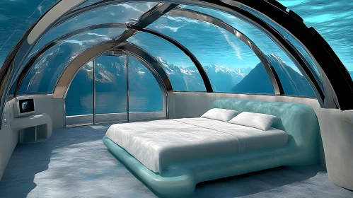 Futuristic Underwater Suite with Ocean and Mountain Views