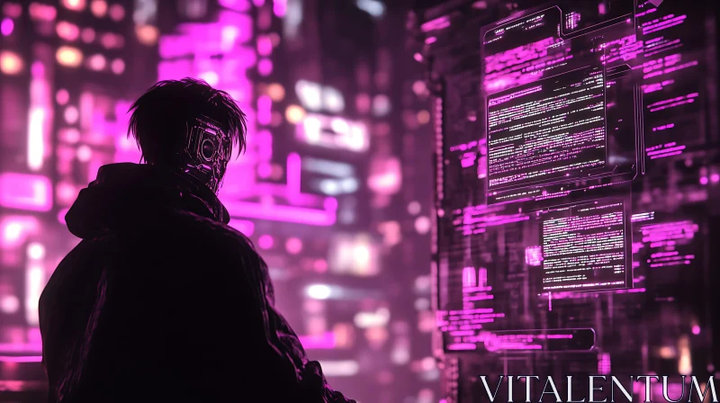 Future Hacker in Cyber City AI Image