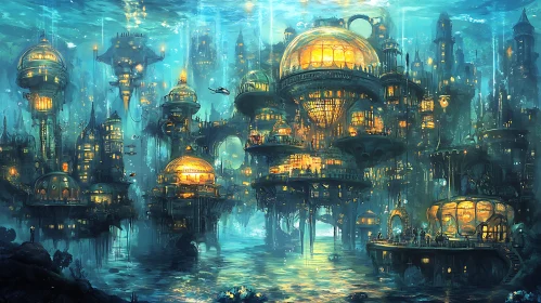 Submerged Metropolis with Futuristic Architecture