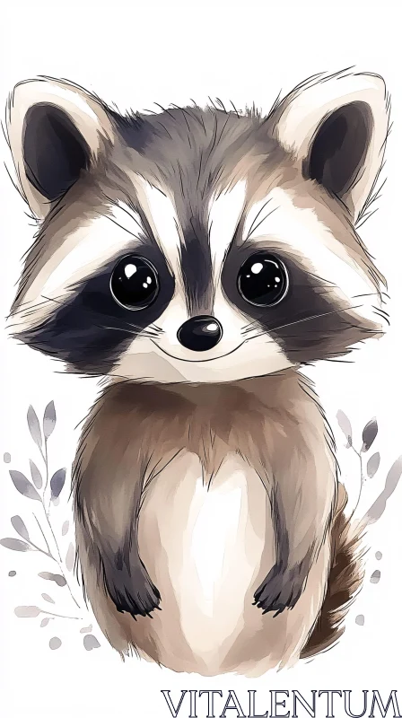 Charming Raccoon Art AI Image