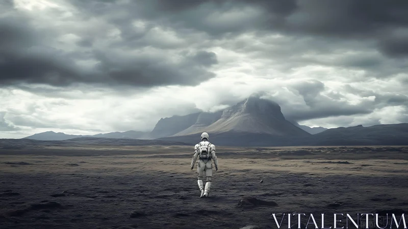 Solitary Spaceman on a Distant World AI Image