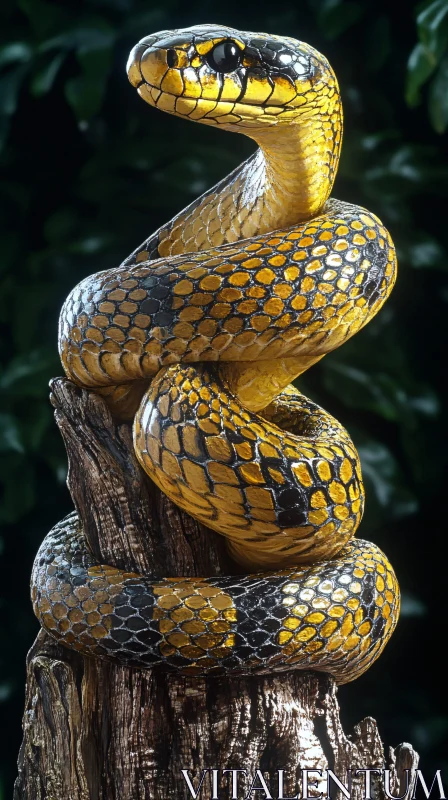 AI ART Serpent Coiled Amidst Nature