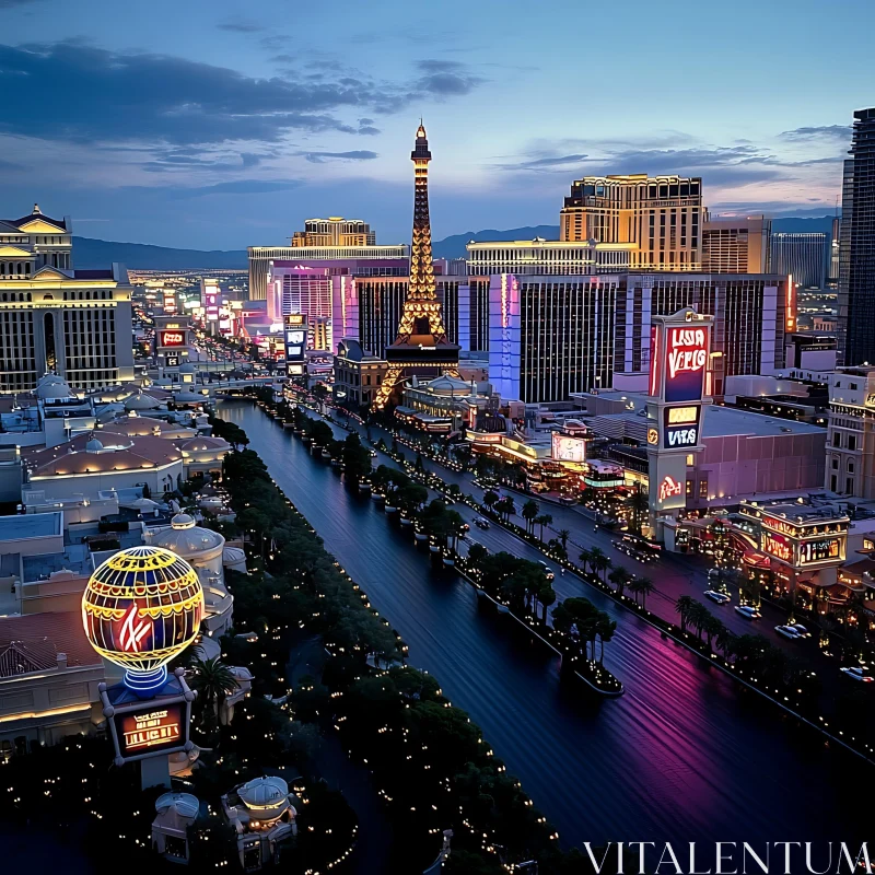 Illuminated Skyline of Las Vegas AI Image