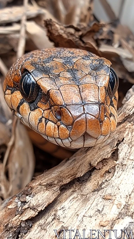 Detailed Snake Portrait Highlighting Scales and Eyes AI Image