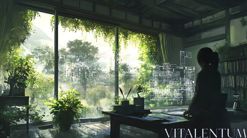 AI ART Nature-Inspired Office with Modern Technology