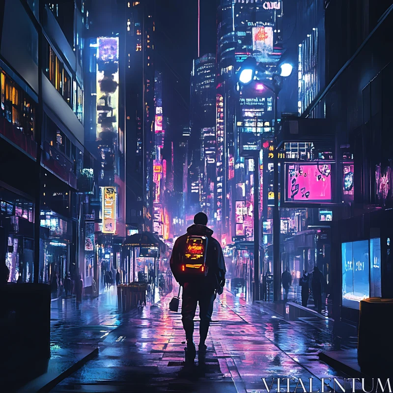 AI ART Neon-Lit Urban Nightscape in Cyberpunk Style