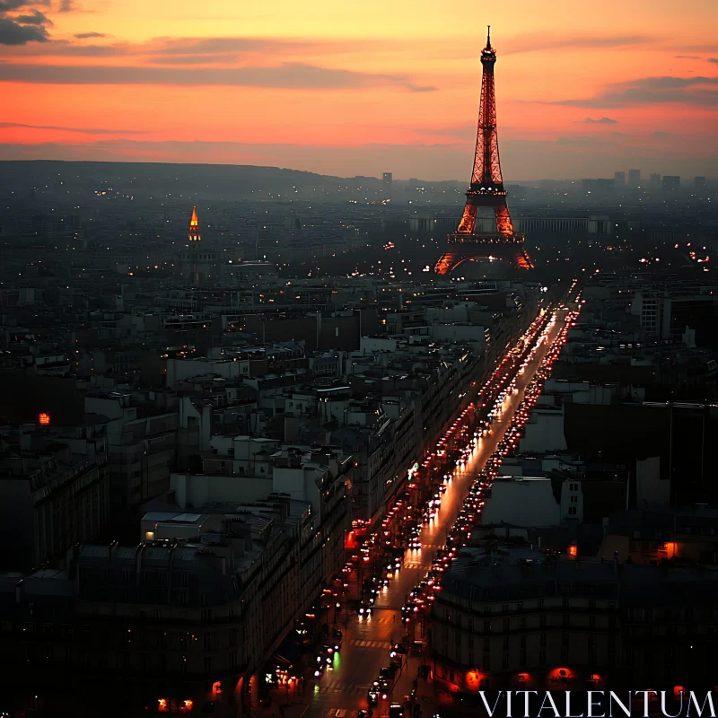 Paris Cityscape at Dusk AI Image