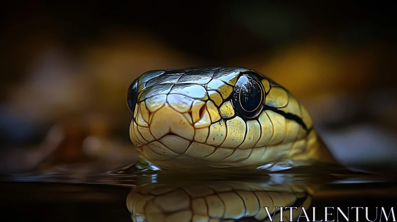 Snake in Water Reflection AI Image