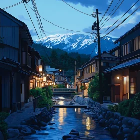 Evening Tranquility in Japanese Mountain Village