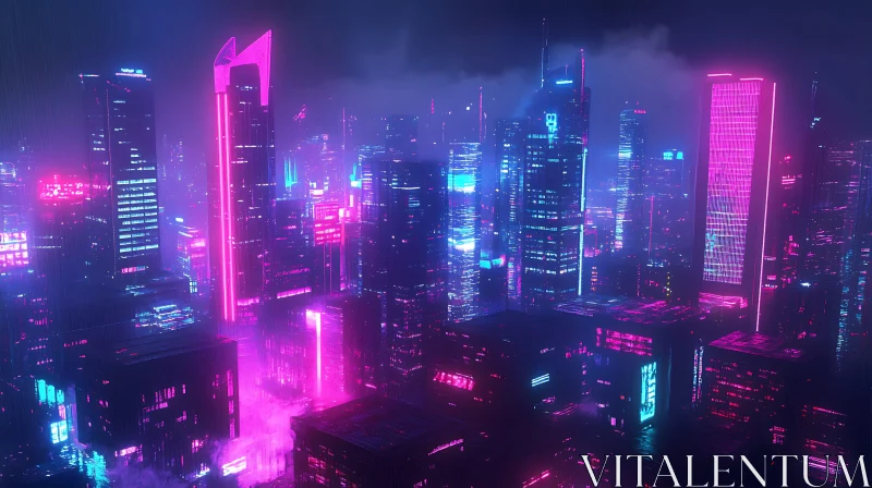 Cyberpunk Neon Skyline AI Image