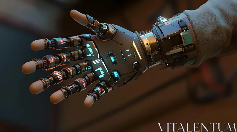 Intricate Robotic Hand Design AI Image