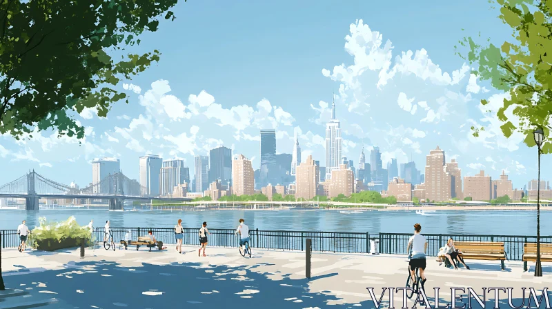 Scenic Urban Promenade Overlooking Cityscape AI Image