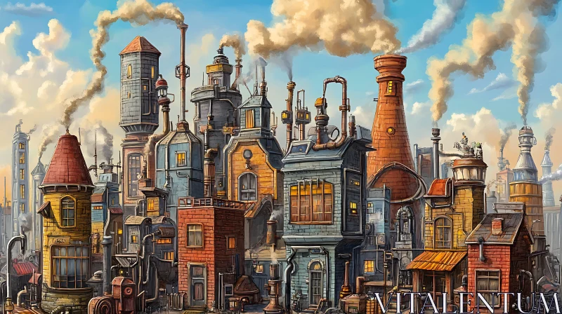 Industrial Steampunk City AI Image