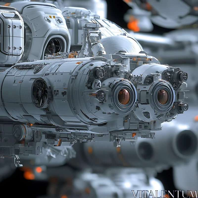 Detailed Robotic Technology in a Futuristic Spaceship Design AI Image