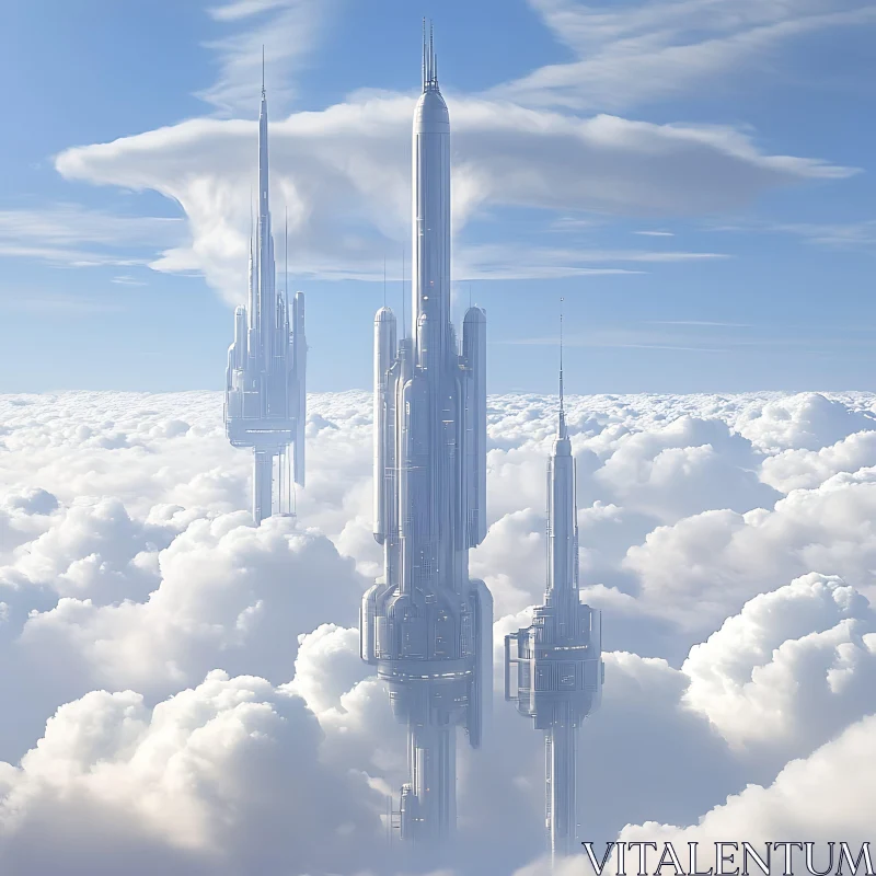 Cloud Piercing Futuristic Towers AI Image