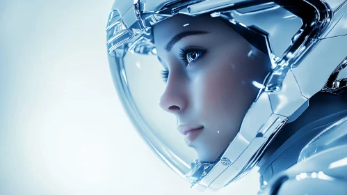 Detailed Profile of High-Tech Female Cyborg