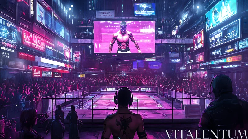 Cyberpunk City Arena Scene AI Image