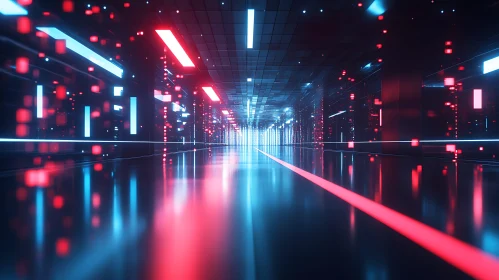 Neon-Lit Digital Corridor