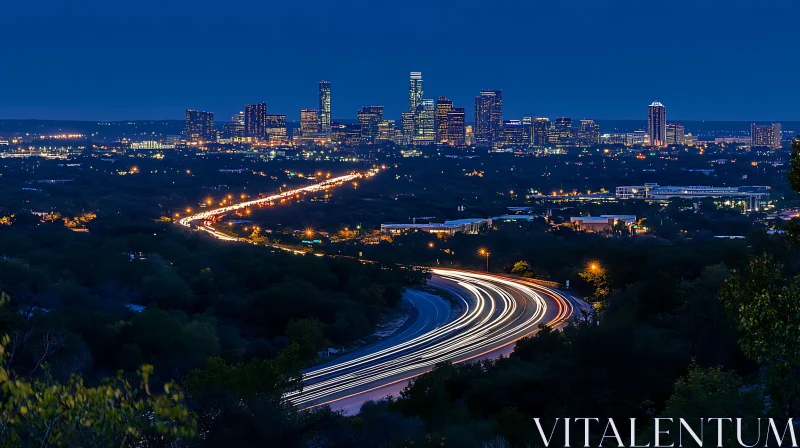 AI ART Night View of City with Light Trails