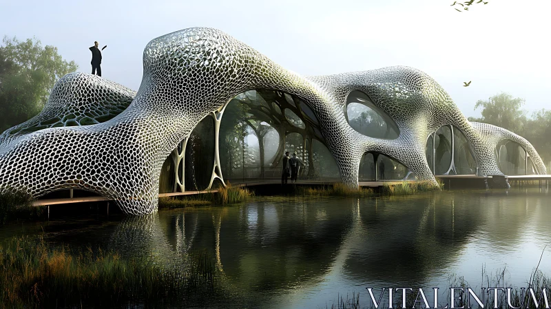 AI ART Modern Pavilion with Honeycomb Structure