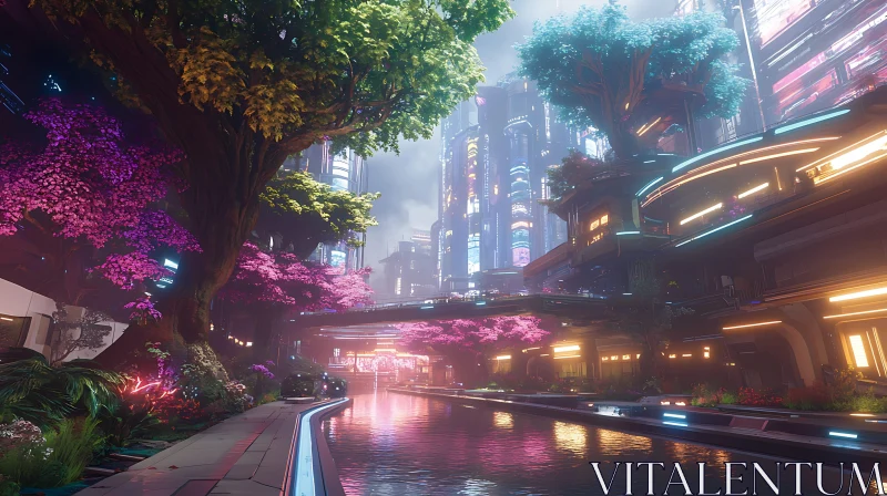 Urban Oasis in a Futuristic World AI Image