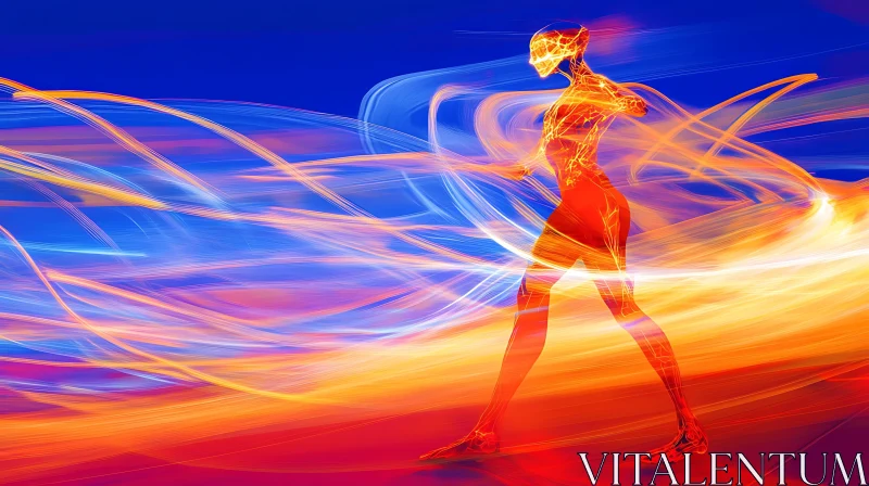 AI ART Abstract Fiery Humanoid in Motion