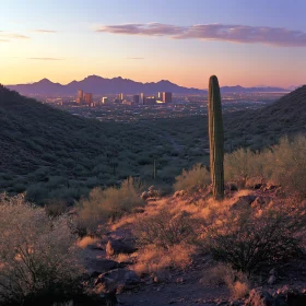 Urban and Natural Contrast at Sunset