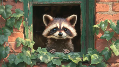 Charming Raccoon in a Rustic Setting