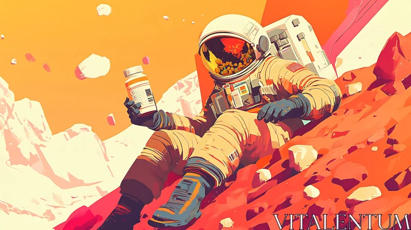 AI ART Martian Adventure: Astronaut with Container