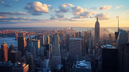 Golden Sunset over New York Skyline