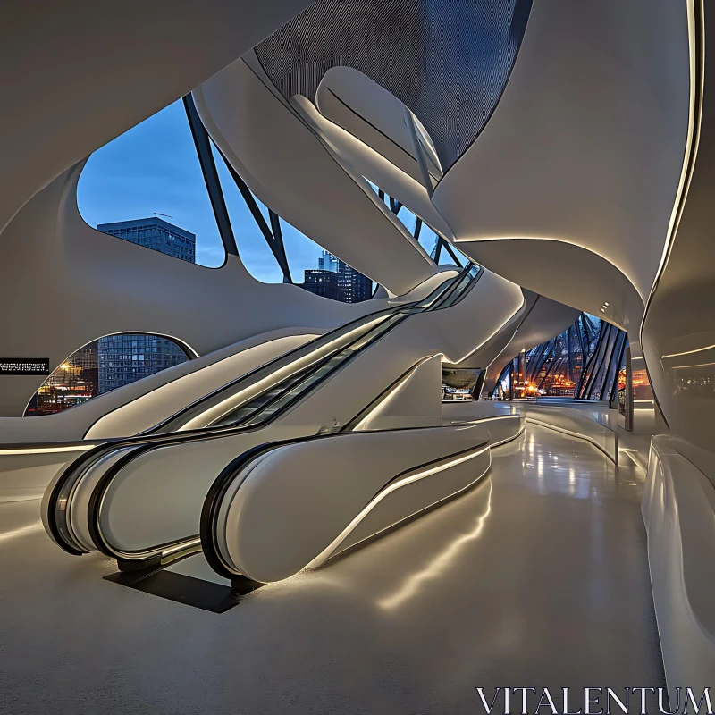 AI ART Futuristic Building Interior with Modern Design Elements