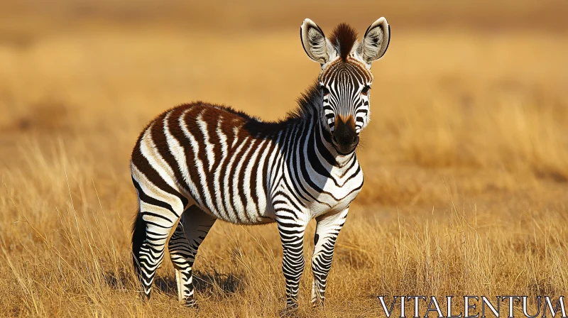 Elegant Zebra on Golden Grasslands AI Image