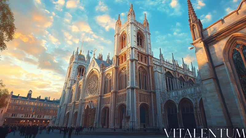 Gothic Cathedral at Sunset AI Image