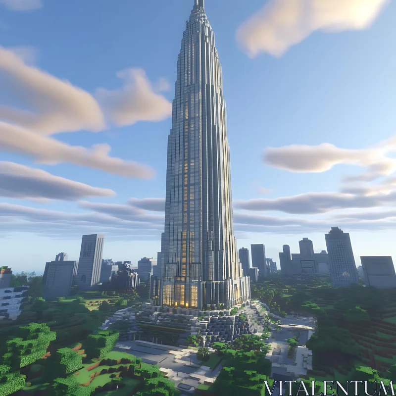 Minecraft Architecture: Impressive Urban Skyscraper AI Image