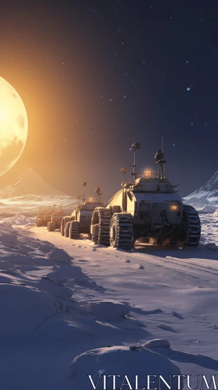 AI ART Moonlit Snowy Terrain Exploration