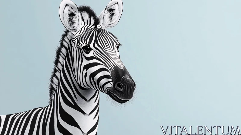 AI ART Zebra Portrait with Blue Backdrop