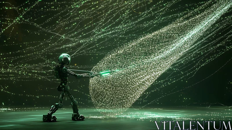 AI ART Robotic Warrior in a High-Tech Setting