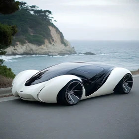 Ultra-Modern Car on Scenic Coastal Road