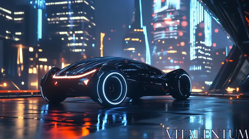 AI ART Neon City Futuristic Car