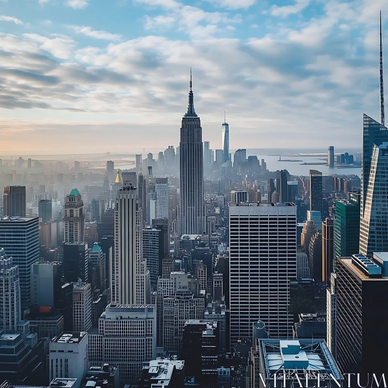 AI ART Aerial Cityscape with Iconic Skyscrapers